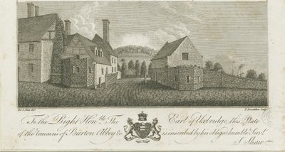 Burton-upon-Trent Abbey: gravering, nd [c1795] (trykk) av Stebbing Shaw