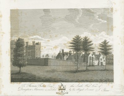 Drayton Bassett - "Drayton Manor": gravering, nd [1795] av Stebbing Shaw