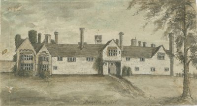Drayton Bassett - "Drayton Manor": vannfargemaleri, nd [1789] av Stebbing Shaw