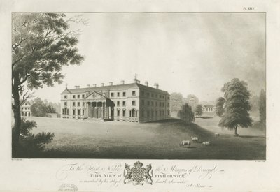 Fisherwick Hall: akvatintgravering, nd [c 1797] (trykk) av Stebbing Shaw