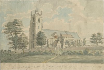 Longdon Church: vannfargemaleri, 1795/6 av Stebbing Shaw
