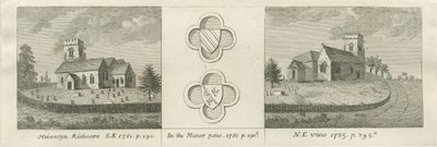 Mavesyn Ridware Church: gravering, 1781 av Stebbing Shaw