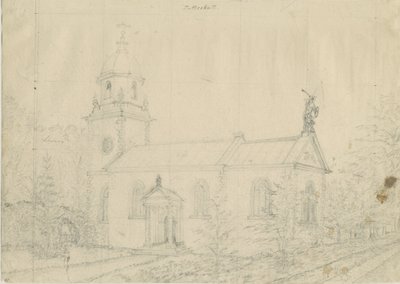 Patshull kirke: blyanttegning, nd [1762-1802] av Stebbing Shaw