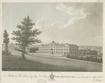 Soho Manufactory: farget akvatintgravering, nd [c 1798] (trykk) av Stebbing Shaw