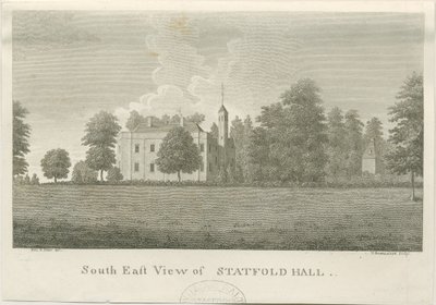 Statfold Hall: gravering, nd [1762-1798] (trykk) av Stebbing Shaw