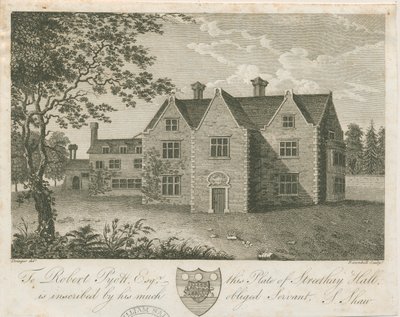 Streethay Hall: gravering og [slutten av 1700-tallet] (trykk) av Stebbing Shaw