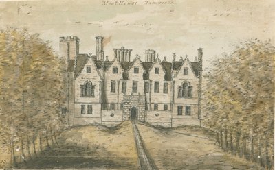 Tamworth - The Moat House: vannfargemaleri, nd [1762-1802] av Stebbing Shaw
