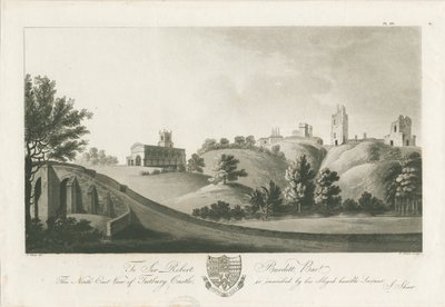 Tutbury Castle - North East View: akvatintgravering, nd [c 1798] (trykk) av Stebbing Shaw