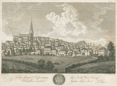 Walsall Town - North West View: gravering, nd [c 1798] av Stebbing Shaw