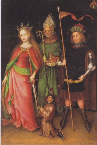 Hl. Katharina, Hubert und Quirinus (Jüngstes-Gericht-Altar) av Stefan Lochner