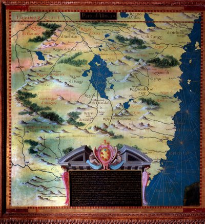 Sør-Afrika (Mozambique) Kart laget av Stefano Bonsignori (? -1589) italiensk kosmograf og maler. Rundt 1581. Firenze, Palazzo Vecchio, Sala del Mappamondo av Stefano Buonsignori