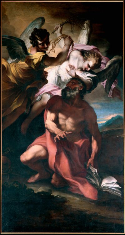 Saint Jerome flagella av engler Maleri av Stefano Maria Legnani (il Legnanino) (1660-1715) Genes, San Girolamo-kirken av Stefano Maria Legnani