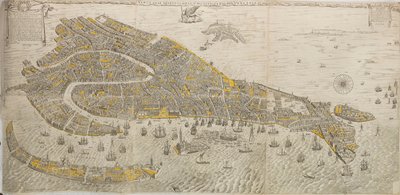 Sann og ekte tegning av byen Venetia. Panorama over Venezia, 1676. av Stefano Scolari