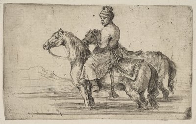 En polsk brudgom som bader hester, ca. 1662. av Stefano della Bella