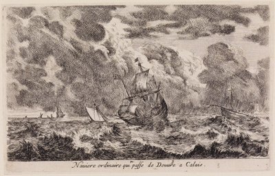 Utsikter over havner: seilskip på vei fra Dover til Calais av Stefano della Bella