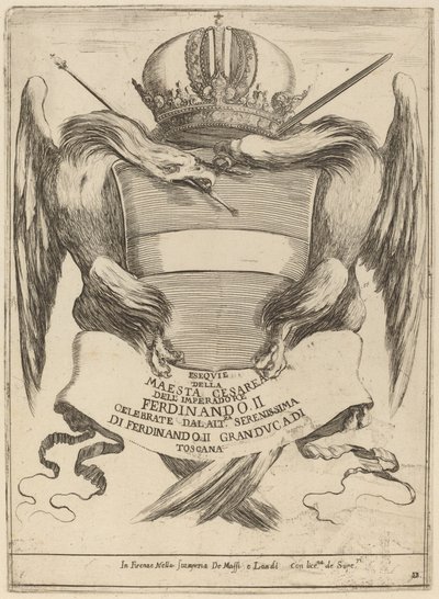 Våpen med en dedikasjon til storhertug Ferdinand II av Stefano della Bella