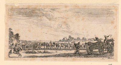 Battle Scene, fra "Designs of Some Troop Conduct, Cannons, and Town Attacks" av Stefano della Bella