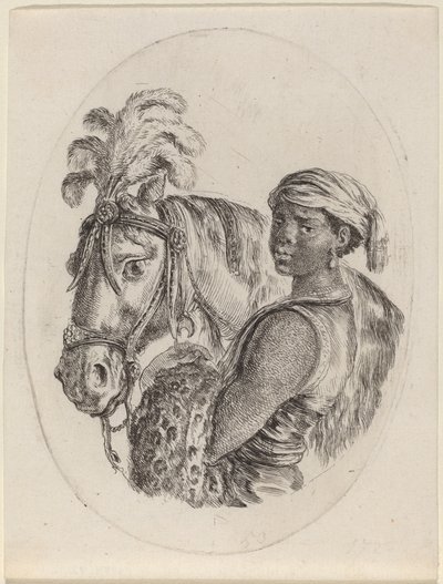 Svart brudgom med en arabisk hest av Stefano della Bella
