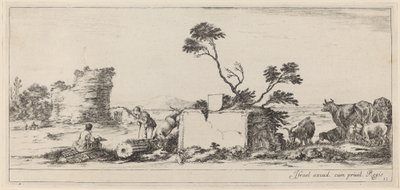 Campagna-scene med kunstnerskisser av Stefano della Bella