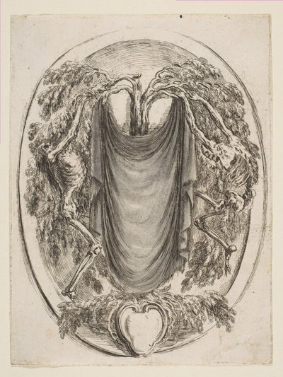 Kartusj med skjeletter, 1647. av Stefano della Bella
