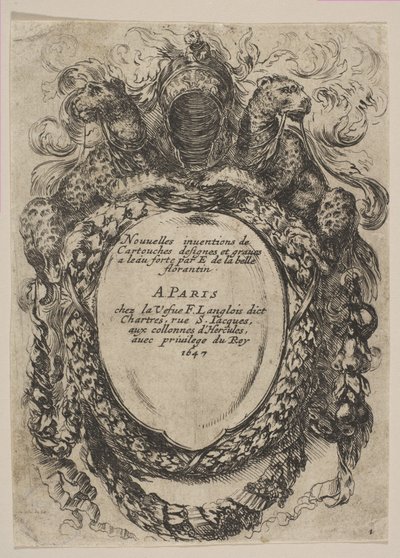 Kassett med tittel: New Inventions of Cartridges, 1647. av Stefano della Bella
