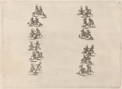 Kavalerer kjemper i to kolonner, 1652. av Stefano della Bella