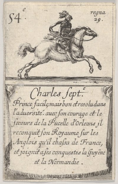 Charles Sept.-e Prince facile..., fra Game of the Kings of France Jeu des Rois de Fr..., 1644. av Stefano della Bella