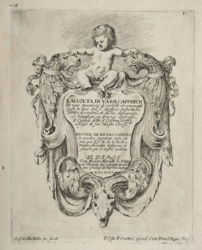 Samling av forskjellige caprices og nye design av kartusjer og ornamenter. av Stefano della Bella