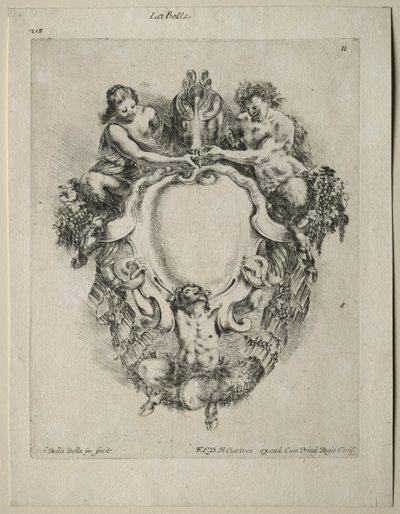 Samling av forskjellige caprices og nye design av kartusjer og ornamenter: nr. 11 av Stefano della Bella
