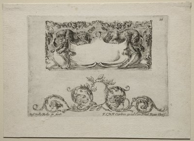Samling av forskjellige caprices og nye design av kartusjer og ornamenter: nr. 16 av Stefano della Bella