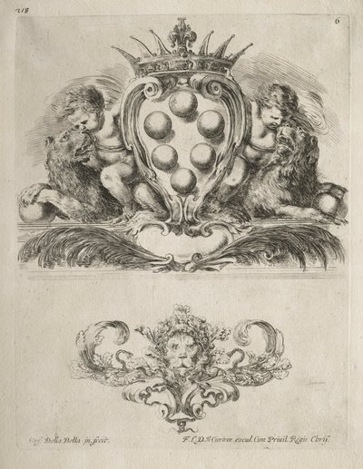 Samling av forskjellige caprices og nye design av kartusjer og ornamenter: nr. 6. av Stefano della Bella