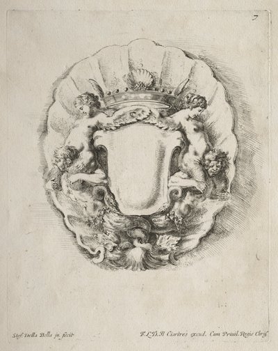 Samling av forskjellige caprices og nye design av kartusjer og ornamenter: nr. 7. av Stefano della Bella