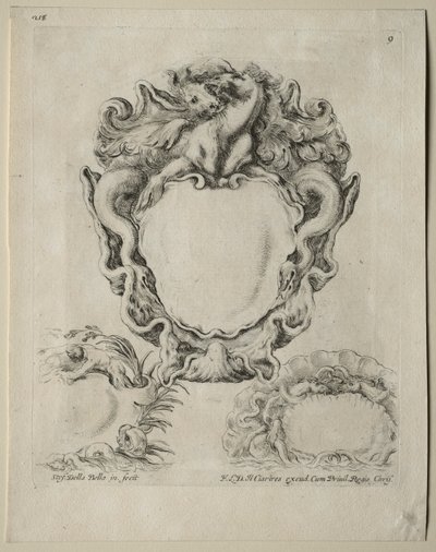 Samling av forskjellige caprices og nye design av kartusjer og ornamenter: nr. 9 av Stefano della Bella
