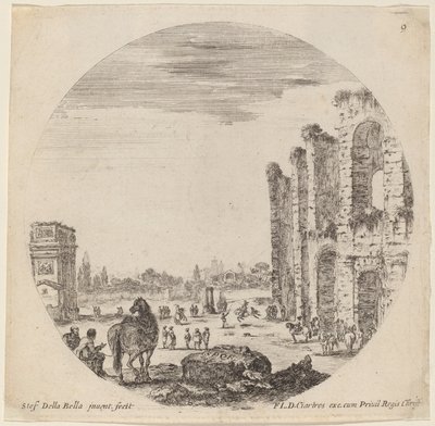 Colosseum og Konstantinbuen av Stefano della Bella