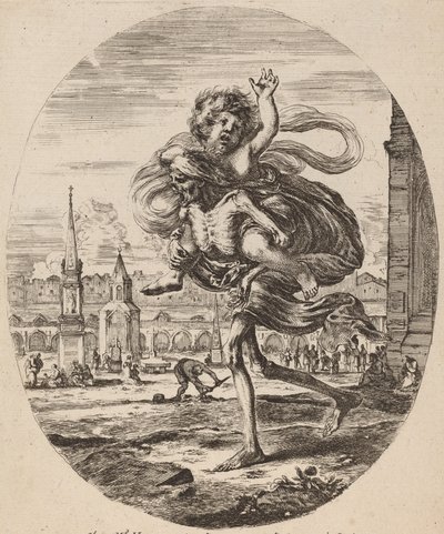 Death Carrying a Child to the Left, probably 1648.    1208445   no       norwegian Successfully Translated  Original: Lily of the Ballet (Terpsichorea.), illustration from The Bogus Book of Botany by John Weir Translat: Lily of the Ballet (Terpsichorea.),  av Stefano della Bella