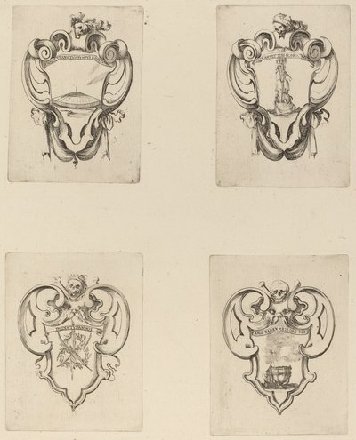 Fire emblemer til begravelsen til prins Francesco de Medici av Stefano della Bella