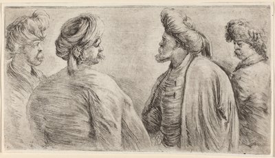 Fire tyrkere med turban av Stefano della Bella