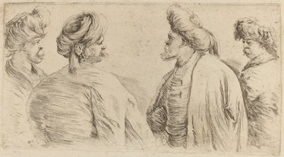 Fire tyrkere med turban av Stefano della Bella