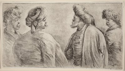 Fire tyrkere med turbaner av Stefano della Bella