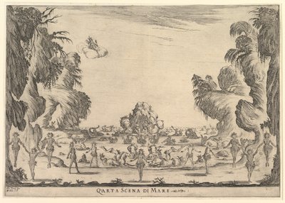 Fjerde scene, havet, fra gudenes ekteskap Le nozze degli Dei, 1637. av Stefano della Bella