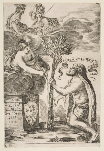 Frontispice for Il Mercurio, III: Hercules Planting His Club, 1652. av Stefano della Bella