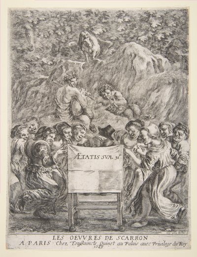 Frontispice for Les Oeuvres de Scarron, 1649. av Stefano della Bella