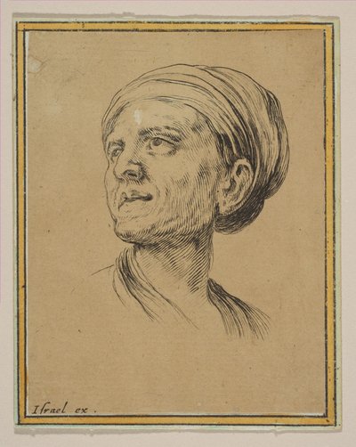 Head of a Woman in Three Quarter View, fra Diverse hoder og figurer Diverses tetes et..., 1650. av Stefano della Bella