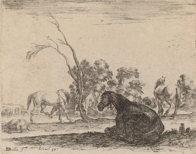 Hester i et beite, 1642. av Stefano della Bella