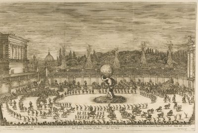 Den feirende verden, ballett på hesteryggen i anledning bryllupet til Cosimo de Medici med M av Stefano della Bella
