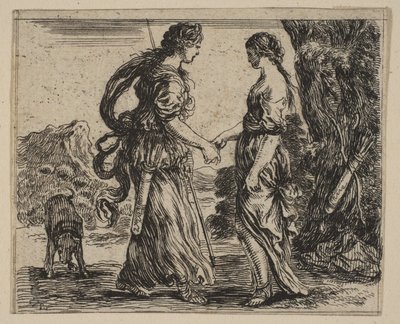 Jupiter og Callisto, fra Game of Mythology Jeu de la Mythologie, 1644. av Stefano della Bella