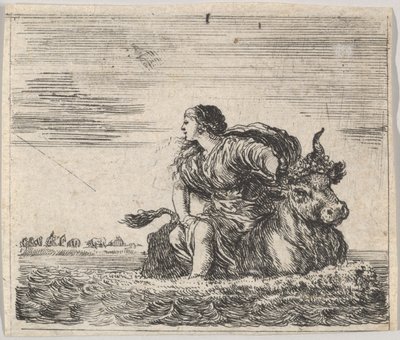 Jupiter og Europa, fra Game of Mythology Jeu de la Mythologie, 1644. av Stefano della Bella
