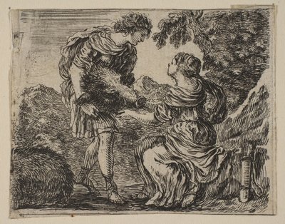 Meleager og Atalanta, fra Game of Mythology Jeu de la Mythologie, 1644. av Stefano della Bella