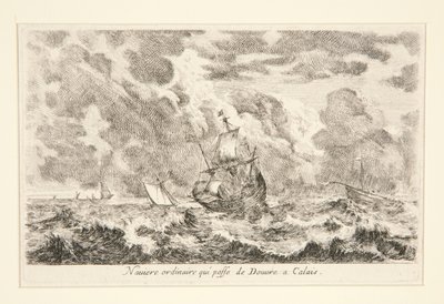 Et vanlig skip som reiser mellom Douvre og Calais, fra serien Vues de ports de mar (Views of Seaports) av Stefano della Bella