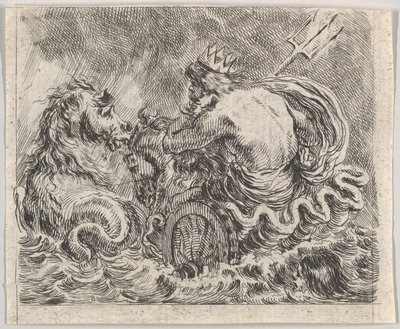 Neptune, fra Game of Mythology Game of Mythology, 1644. av Stefano della Bella